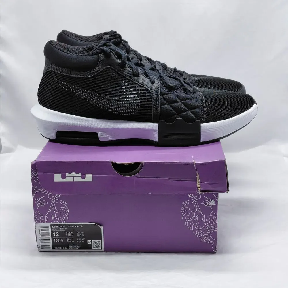 Nike LeBron Witness 8 TB Men’s 12 Black White Basketball Shoes Running Sneakers